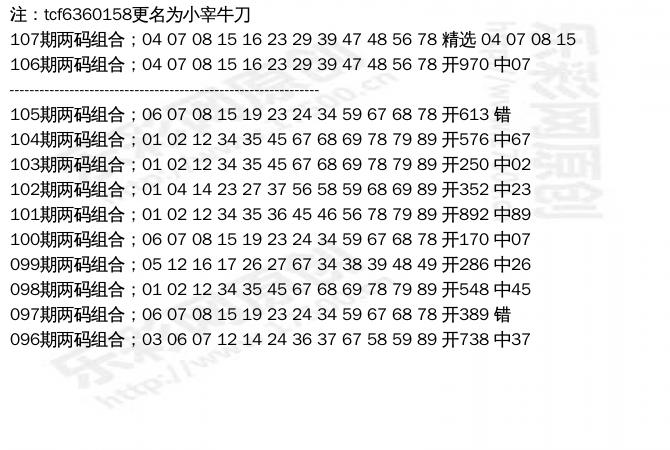 福彩3d2014107期两码组合
