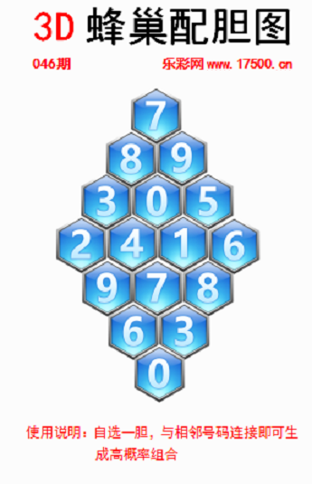 福彩3D第2024046期白鱼舟蜂巢配胆图